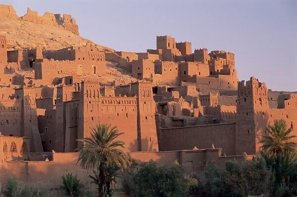 First light on fortified mud houses in the kasbah