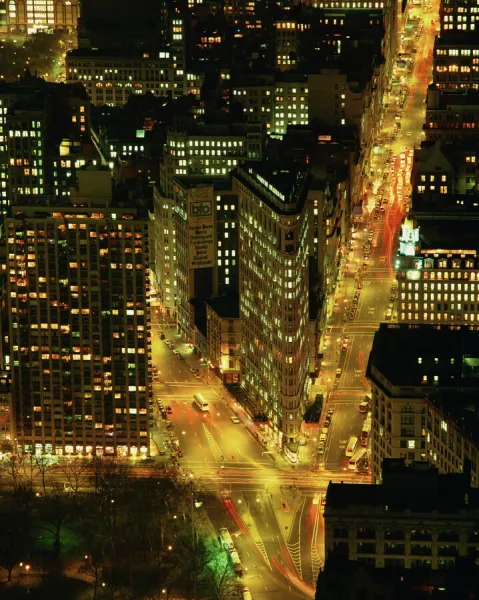 Illuminated night skyline, New York print by Editors Choice