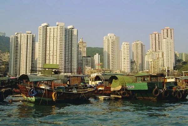 The Floating City of boat homes (sampans), Aberdeen Harbour, Hong Kong Island