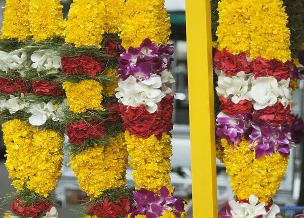 Flower stall selling garlands for temple offerings