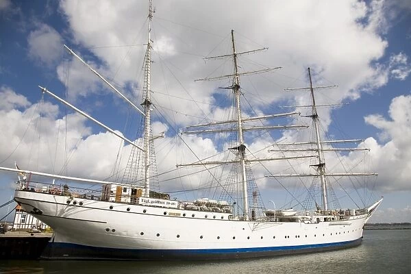 The Gorch Fock I museum ship in the harbour of Stralsund, Mecklenburg-Vorpommern