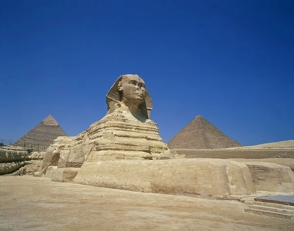 The Great Sphinx and two of the pyramids at Giza, UNESCO World Heritage Site