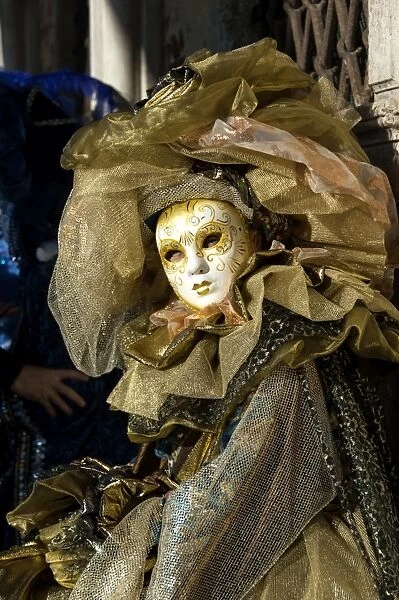 Lady in gold, Venice Carnival, Venice, Veneto, Italy, Europe