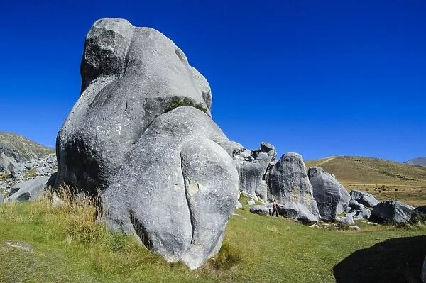 Limestone outcrops on Castle Hill, Canterbury, South Island, New Zealand, Pacific