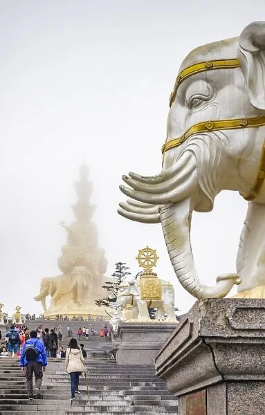 Massive statue of Samantabhadra at the summit of Mount Emei (Emei Shan), UNESCO World Heritage Site