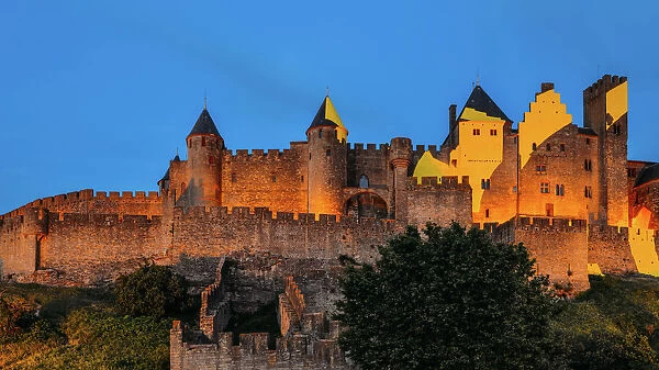 Medieval citadel, Carcassonne, a hilltop town in southern France, UNESCO World Heritage Site