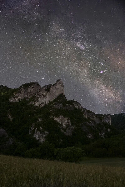 Milky Way above Sassi di Roccamalatina rocks, Emilia Romagna, Italy, Europe