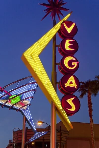 Digital Wallpaper of Neon Vegas sign at dusk, Downtown