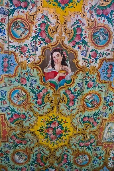 Painted woodwork on the ceiling, Pavilion, Bagh-e Narajestan (Citrus Garden), Shiraz
