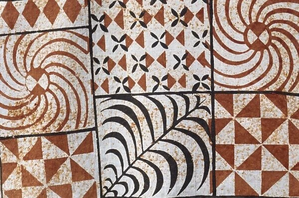 Pattern of tapa, beaten mulberry bark, Apia, Upolu, Western Samoa, Pacific Islands