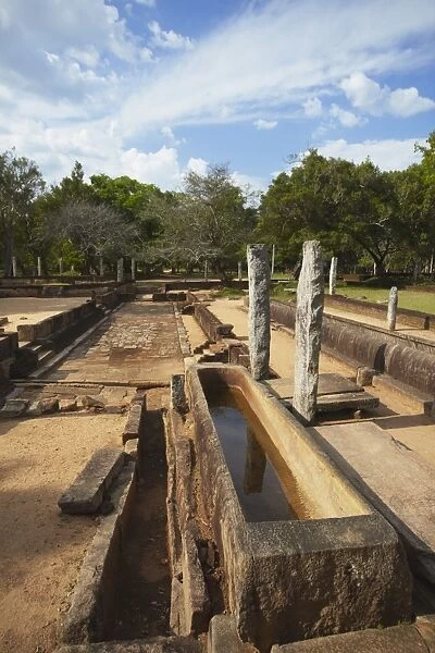 Remains of monastic refectory, Northern Ruins, Anuradhapura, UNESCO World Heritage Site, North Central Province, Sri Lanka, Asia
