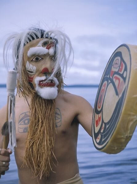 Shaman mask, Queen Charlotte Islands, British Columbia (B.C.), Canada, North America