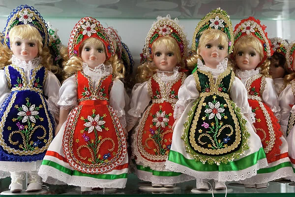 Souvenir dolls in traditional Hungarian costumes, Budapest, Hungary, Europe