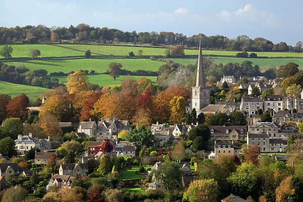 St. Marys Parish Church and Village in autumn, Painswick, Cotswolds, Gloucestershire, England, United Kingdom, Europe