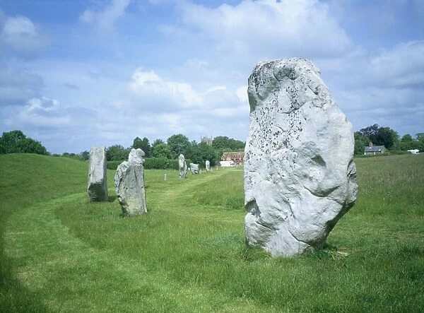 Standing stones in prehistoric stone circle, Avebury, UNESCO World Heritage Site