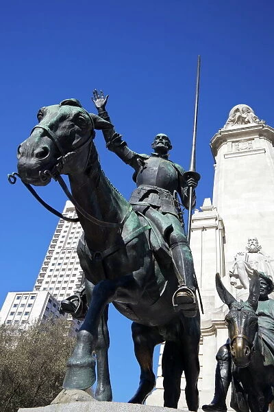 Statues of Don Quixote and Sancho Panza, Plaza de Espana, Madrid, Spain, Europe