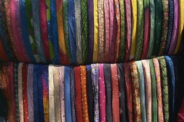 Textiles on street stall, Pune, Maharashtra state, India, Asia