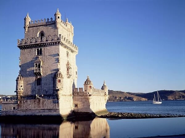 Tower of Belem, built 1515-1521, UNESCO World Heritage Site, and Rio Tejo 