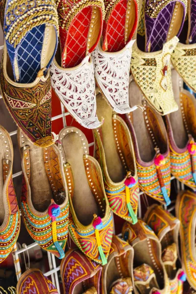 Traditional Arabic slippers for sale in a souk, Deira, Dubai, United Arab Emirates