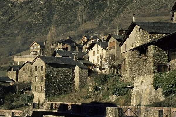 Traditional stone Pyrennean mountain dwellings, Les Bons, Andorra, Europe