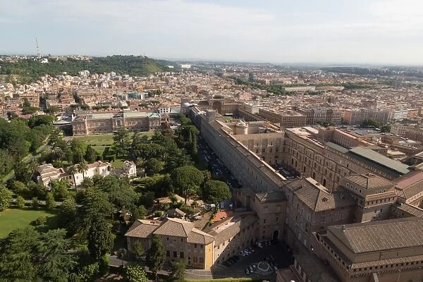 The Vatican Museum from the dome of St. Peters Basilica, Vatican, Rome, Lazio, Italy, Europe