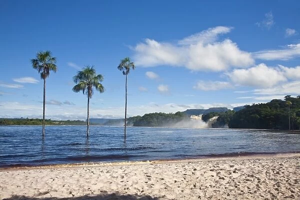 View to Hacha falls, Canaima Lagoon, Canaima National Park, UNESCO World Heritage Site