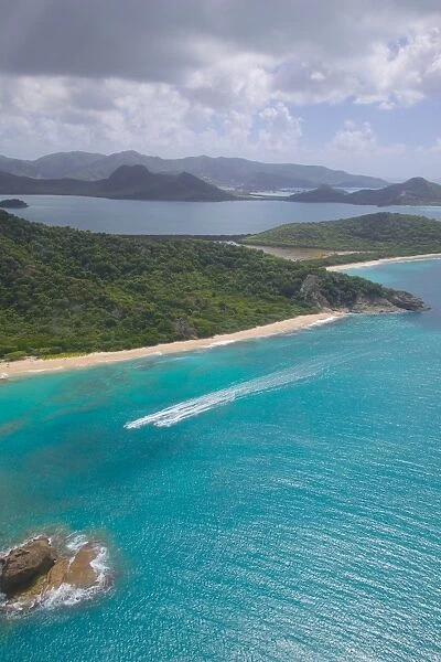 View over Hawksbill Bay, Antigua, Leeward Islands, West Indies, Caribbean, Central America