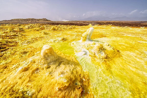 Yellow acid sulphur sediments in the thermal area of Dallol, Danakil Depression