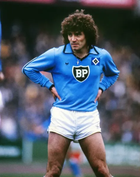 Die beiden Spieler des Hamburger SV Kevin Keegan und Horst Hrubesch
