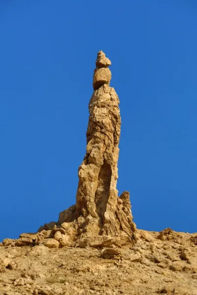 Lots wife Pillar of Salt rock formation beside the Dead Sea, Jordan