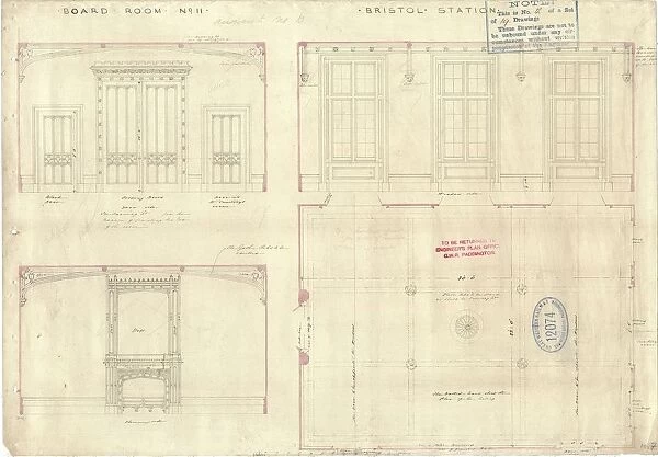 Bristol Station Board Room No.11 Doors, Windows and Ceiling details [c1840s]