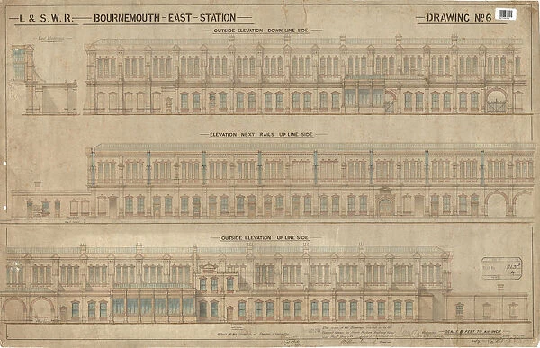 LSWR Bournemouth East Elevation of Station Buildings [1884]