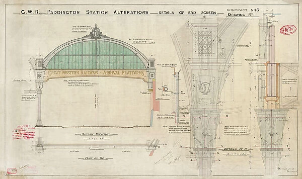 Paddington. Great Western Railway. Alterations & Details of end screen [1914]