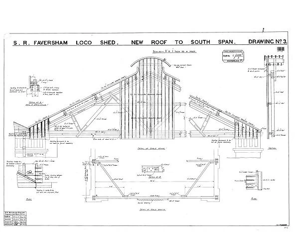 Southern Railway Faversham Station - Loco Shed New Roof South Span Drawing No.3