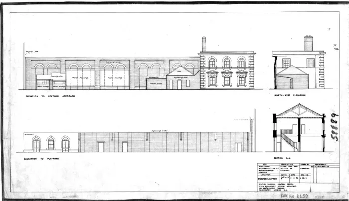 Framed Print : Wolverhampton Low Level Station Print, 1952 Elevations and Sections