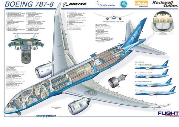 Boeing 787-8 Micro Cutaway Poster