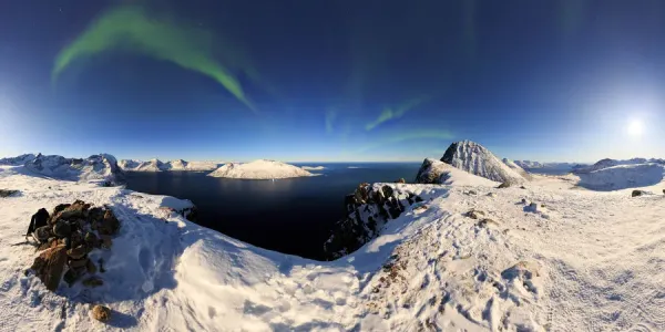 360° Panorama Print: Northern Lights from Mount Brosmetind, Norway