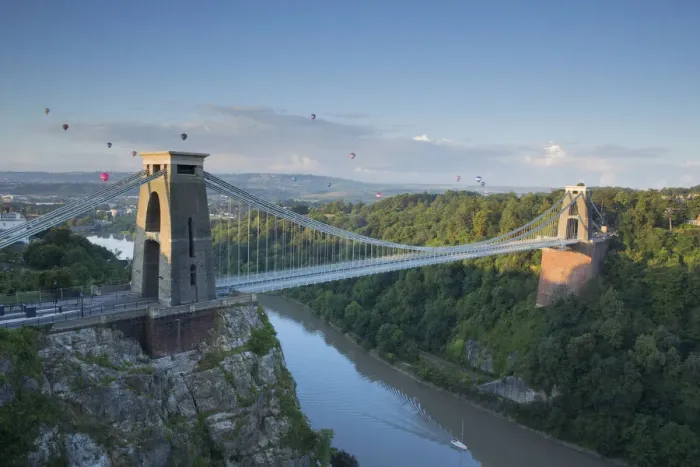 Framed Print : Balloon Print over Clifton Suspension Bridge, Bristol Framed Print : Balloon Print over Clifton Suspension Bridge, Bristol