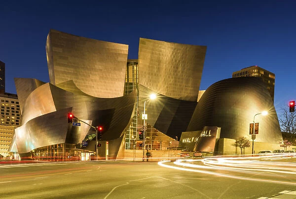 Disney Concert Hall at Night, Los Angeles, California, USA