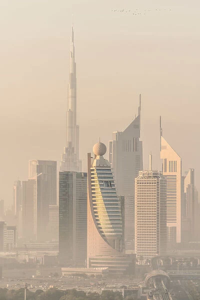 Early morning view of downtown Dubai skyline, United Arab Emirates, U. A. E