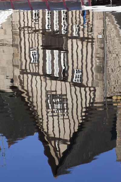 France, Brittany, Cotes-D Armor, Dinan, The Port, Reflection of Half Timbered