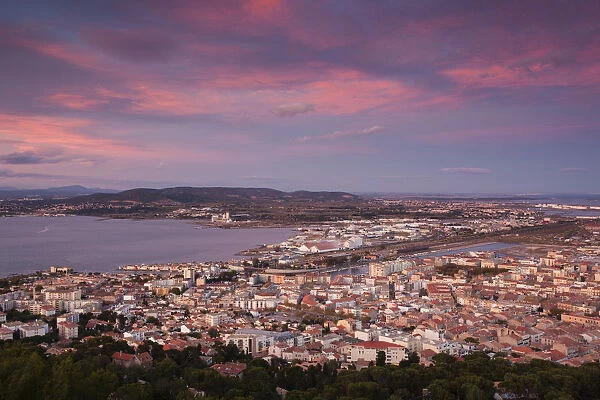 France, Languedoc-Roussillon, Herault Department, Sete, town overview from Mont St-Clair