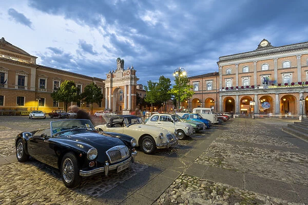 Historic cars parade in Ganganelli Square, Santarcangelo di Romagna, Rimini