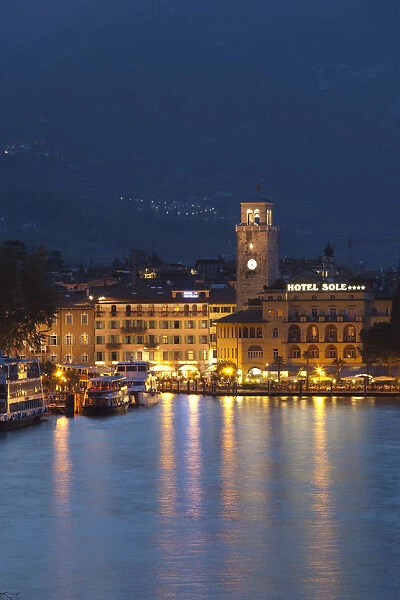 Italy, Trentino-Alto Adige, Lake District, Lake Garda, Riva del Garda, town view with