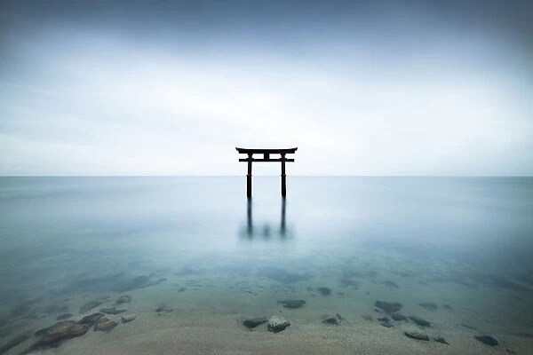 Japanese Torii Gate, Lake Biwa, Takashima, Shiga prefecture, Japan