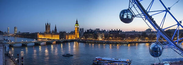 London Eye & Houses of Parliament, London, England, UK