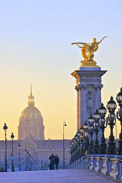 Looking Across The Pont Alexandre III To The Dome Church, Paris, France, Western Europe