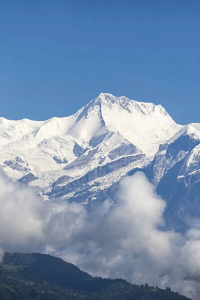 Nepal, Pokara, View of Himalayas