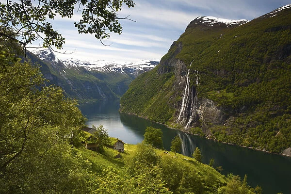 Old abandoned farm & the Seven Sisters waterfall, Geiranger Fjord, Geiranger, More