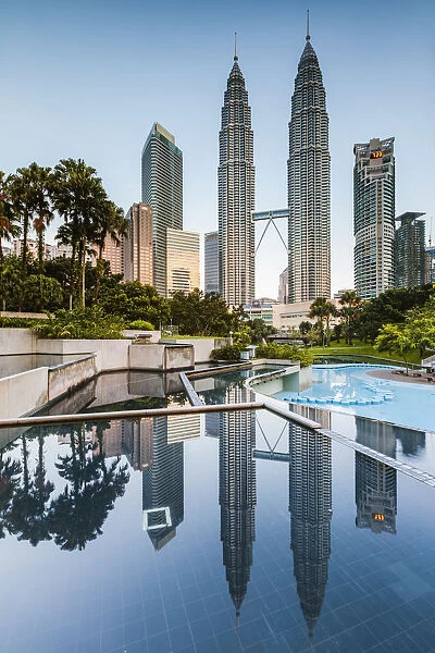 Petronas towers reflected, Kuala Lumpur, Malaysia For sale as Framed  Prints, Photos, Wall Art and Photo Gifts